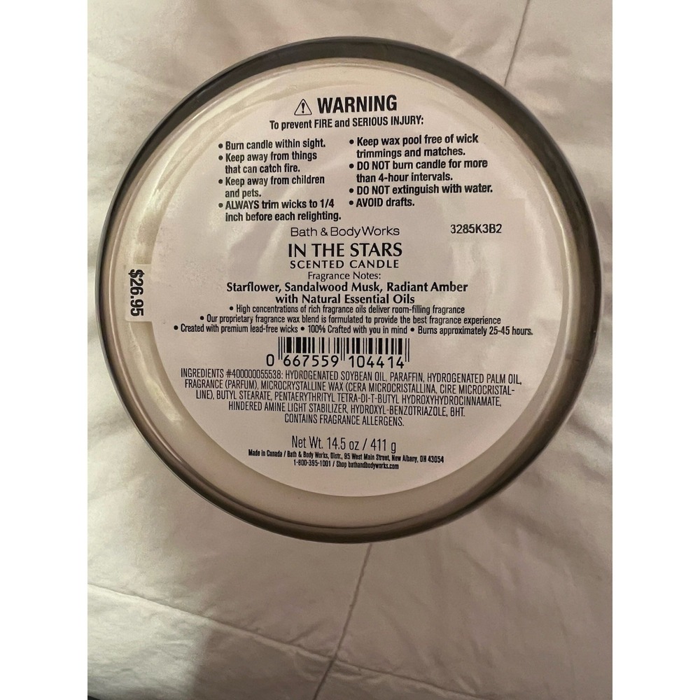 NEW Bath & Body Works In The‎ Stars Candle Large 3 WICK 14.5 oz - Picture 3 of 3